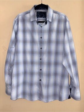 Blu by Polifroni Men’s Long Sleeve Shirt with Contrasting Cuff Lining XL